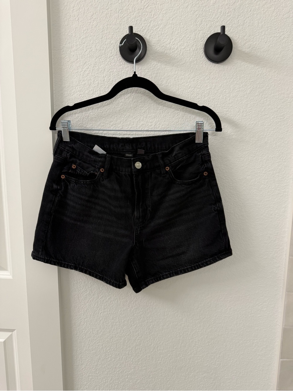 American Eagle Outfitters Black Denim High-Rise Shorts